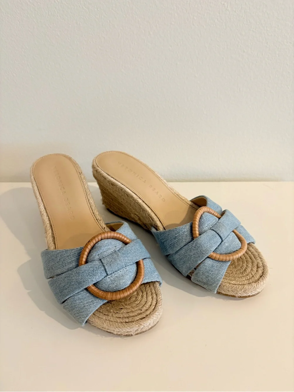 Veronica Beard || Ivy Woven Wedge Espadrille Sandals Denim Blue 5